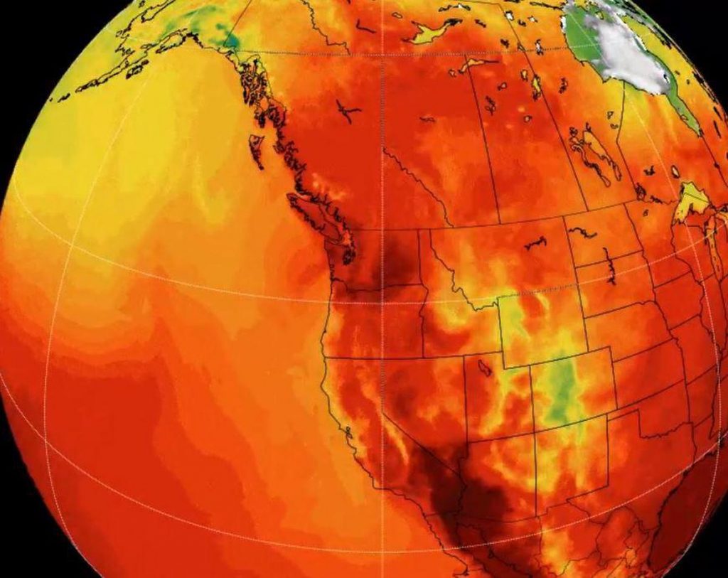 Record temperatures were recorded - a severe heat wave in western Canada and the United States of America
