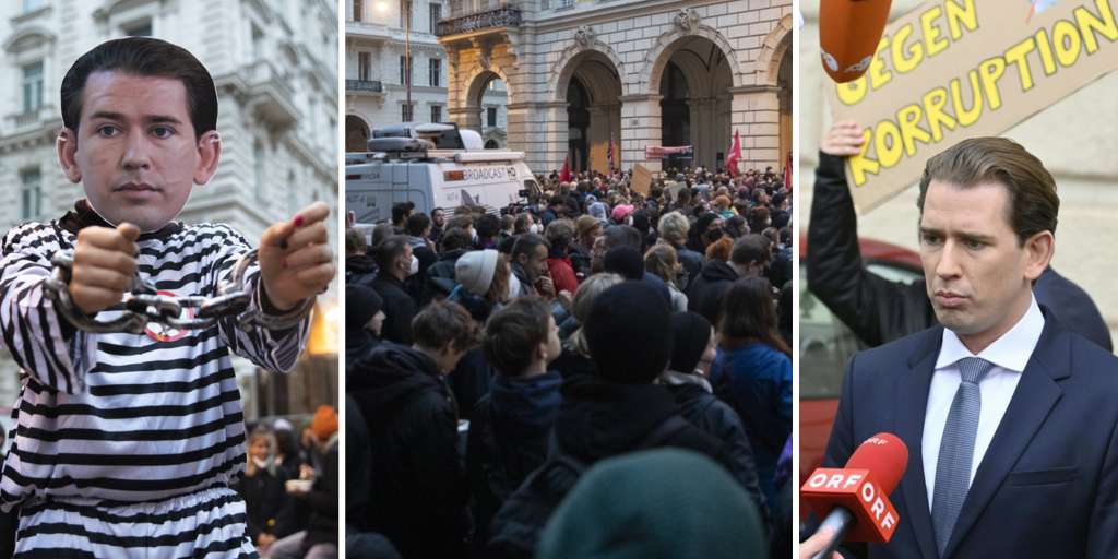 Hundreds of Austrians are calling for Chancellor Kurz to resign