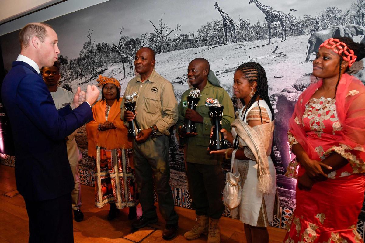 Prince William speaks to the finalists for the Tusk Conservation Awards.  The Awards, which he established in 2013, recognize the work of conservation pioneers in Africa.  (November 22, 2021)
