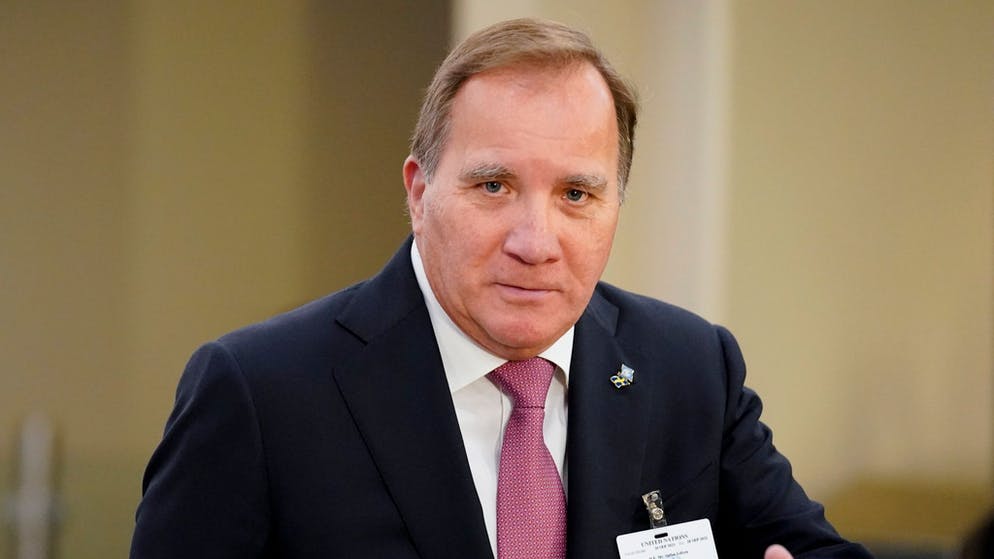 Swedish Prime Minister Stefan Lofven gives way to his Finance Minister.