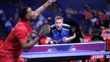 Table tennis pro Matthias Falk expects to serve in a focused manner in the World Cup match against Alexandre Cassin.