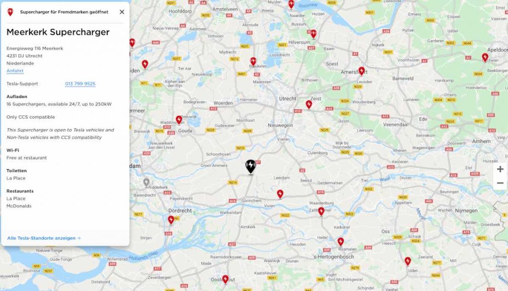 tesla supercharger karte oeffnung niederlande