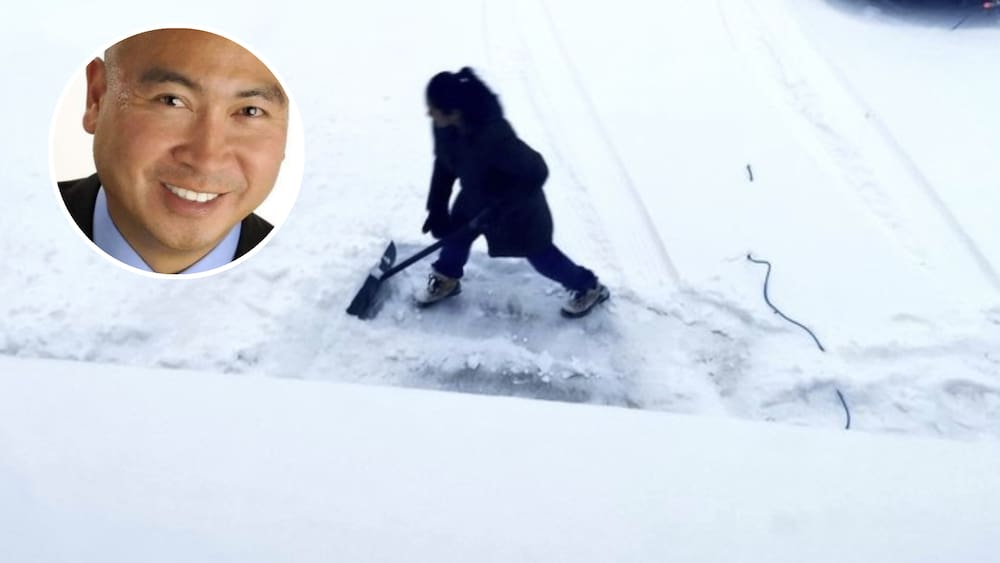 Canadian politician John Reyes allowed his wife to shovel snow
