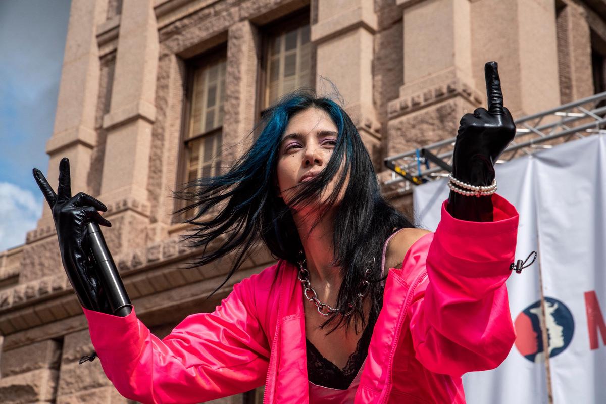 Uncompromising commitment to her values: Nadezhda Tolkonikova during a pro-choice rally in Texas in October 2021. 