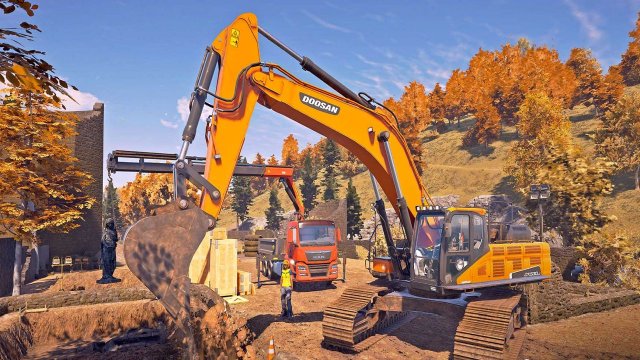 Construction Simulator (2022) is based on real brands, cooperative and realistic scenarios