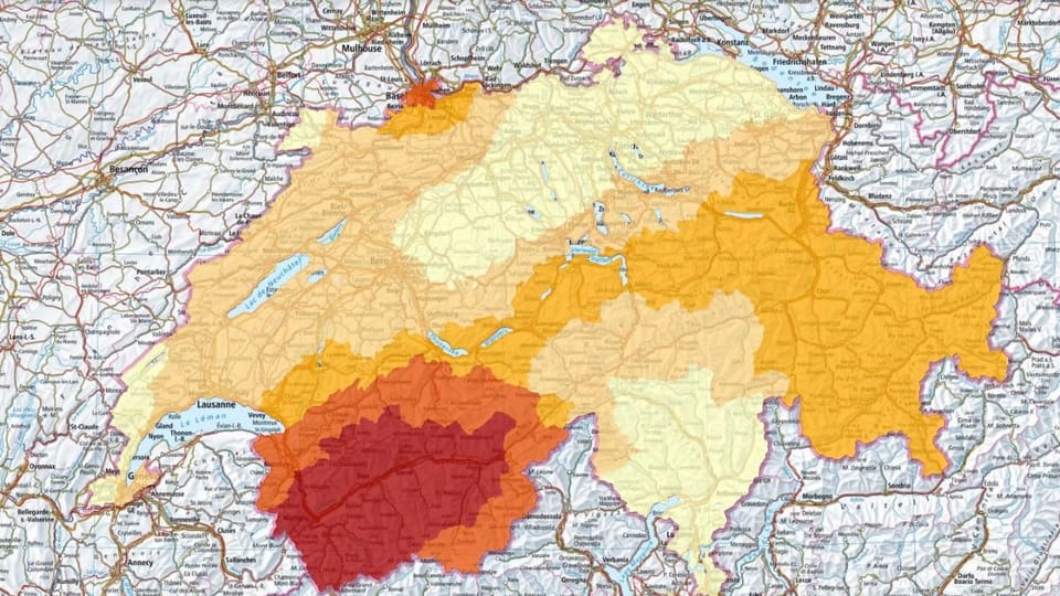 Map with Swiss seismic zones.