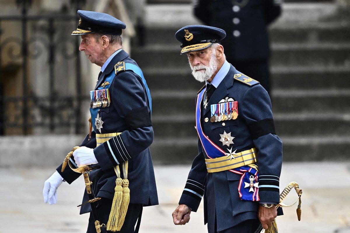 Prince Michael of Kent (right) and Prince Edward of Kent upon their arrival at Westminster Abbey.  (September 19, 2022)