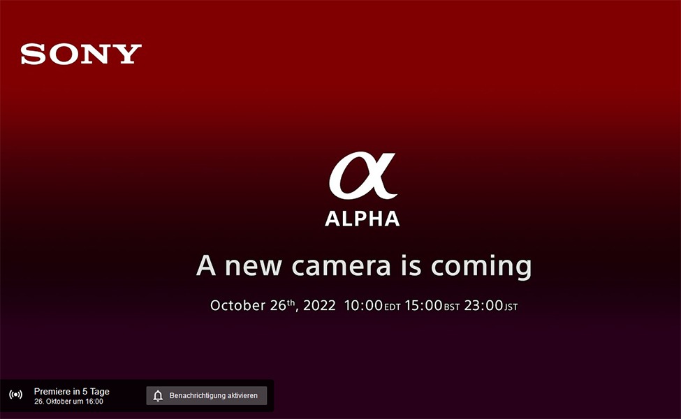 Sony will launch a new Alpha camera on October 26 |  news |  dcamera.de