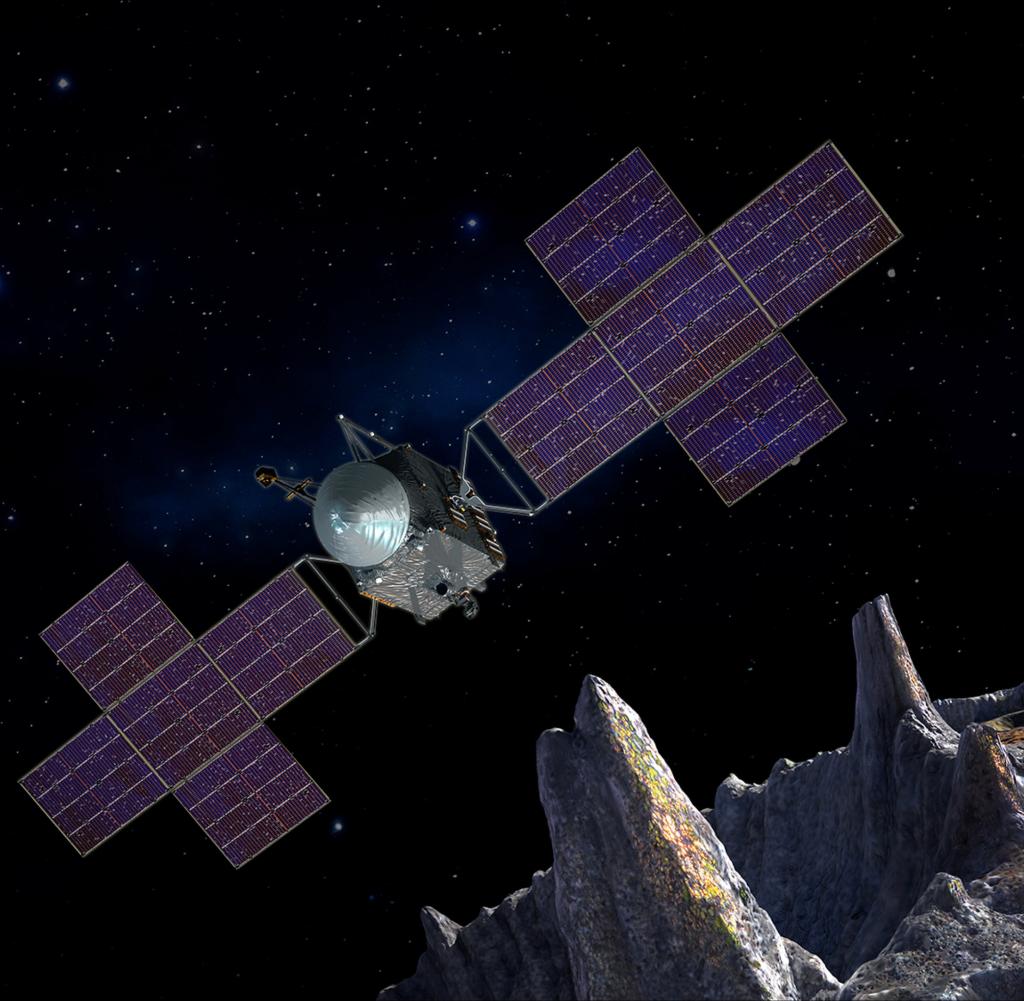 Representation of a NASA probe for the Psyche . mission