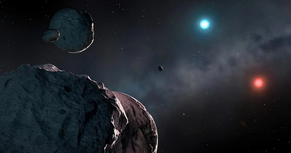 Debris discovered from a mysterious planetary system near Earth